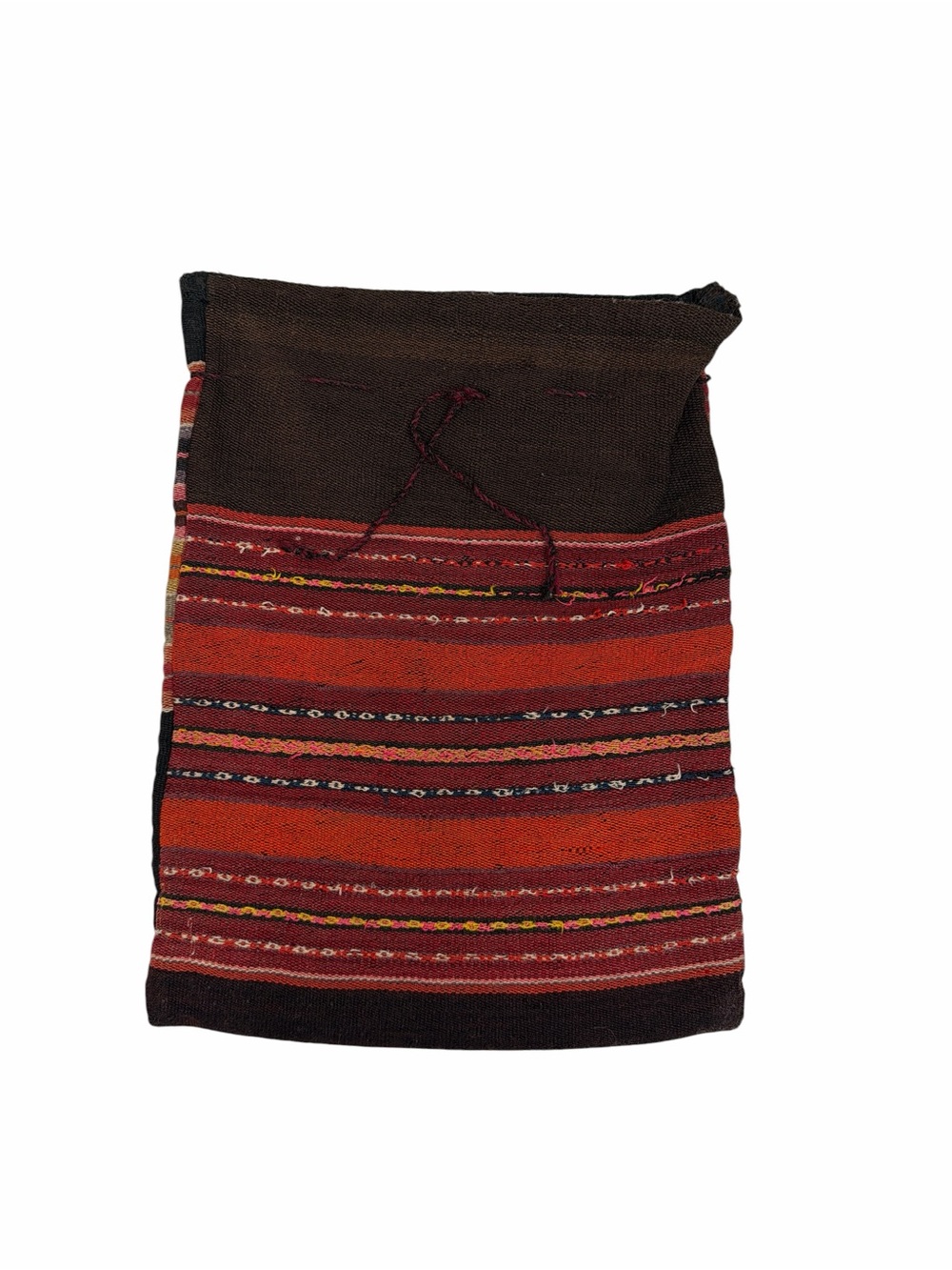 Aliento Handmade Bolivia 100% Wool Woven Drawstring Bag Boho Tribal Stripe